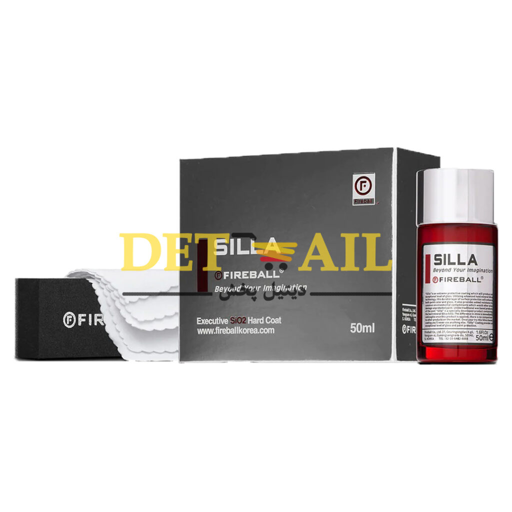 سرامیک بدنه خودرو ۵۰ میلی لیتری سیلا فایربال Fireball Silla بیش از ۸۸ درصد سیلیسیم اکسید مشتق شده از ۵ نوع متفاوت آن و همچنین دارای بیش از ۲.۵ درصد تیتانیوم است.