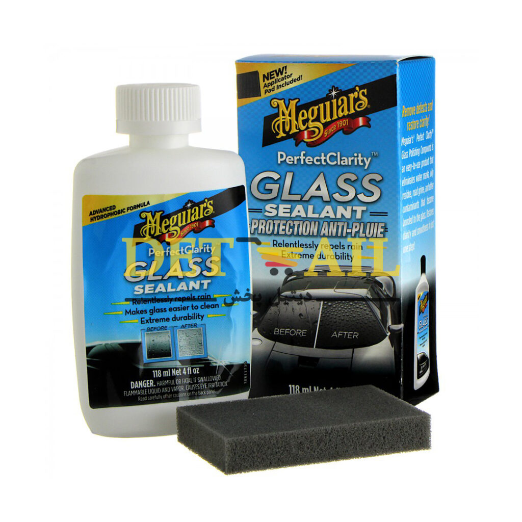محافظ و آبگریز شیشه خودرو مگوایرز Meguiars Glass Sealant با فرمول آبگریز پیشرفته، دارای قدرت حداکثری برای دفع باران و بهتر کردن دید رانندگان، می باشد.