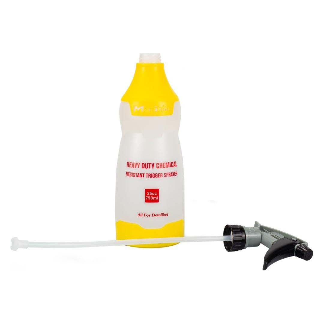 اسپری آبپاش تخصصی مکس شاین زرد یک آبپاش مقاوم و دقیق با نازل تنظیم‌شونده است که برای پاشش یکنواخت محلول‌ها در دیتیلینگ حرفه‌ای خودرو طراحی شده است.