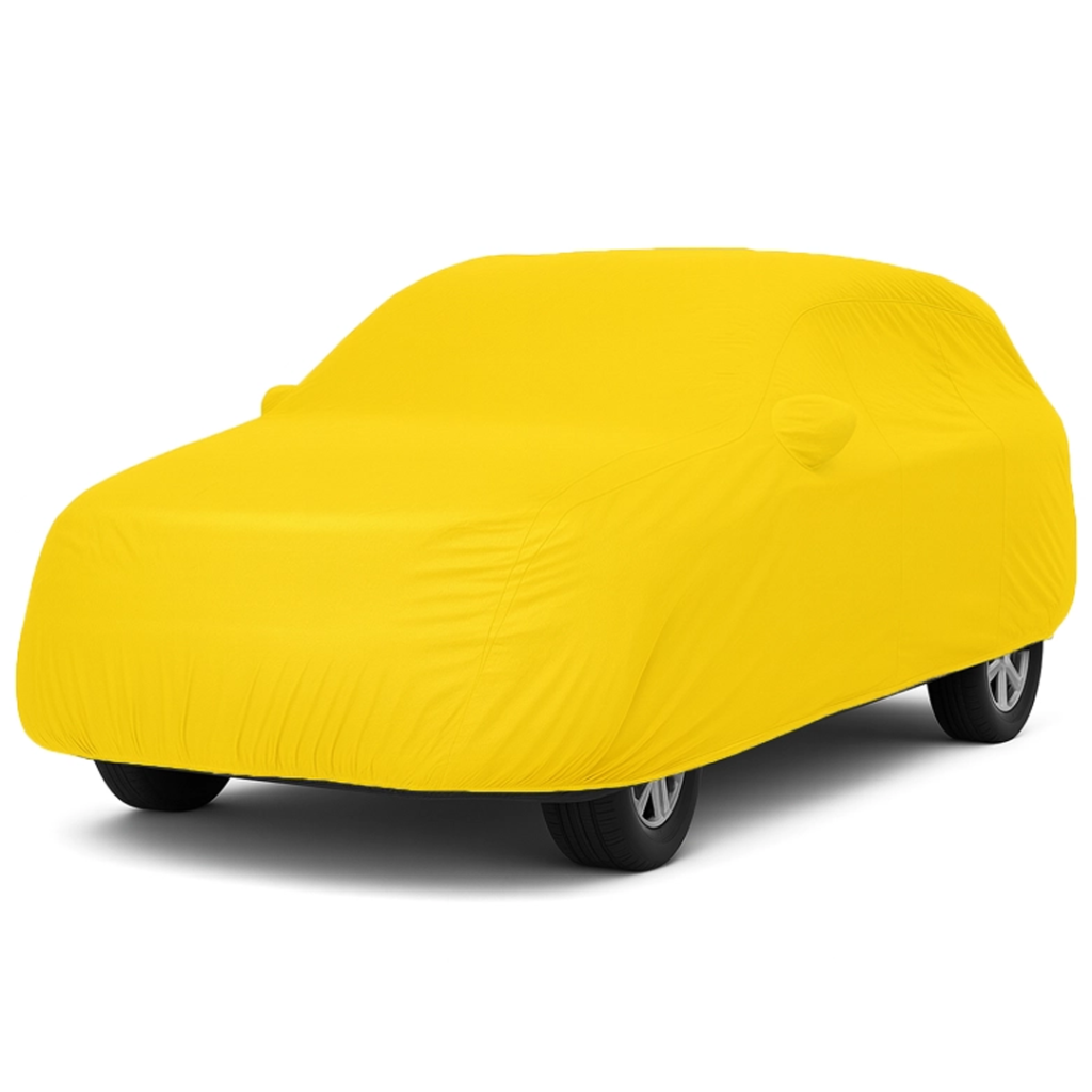 چادر کاور انتظار خودرو زرد سایز XL مناسب خودروهای سواری و شاسی بلند، نصب سریع، پوشش کامل بدنه خودرو و افزایش ایمنی در توقف‌های کوتاه و طولانی.