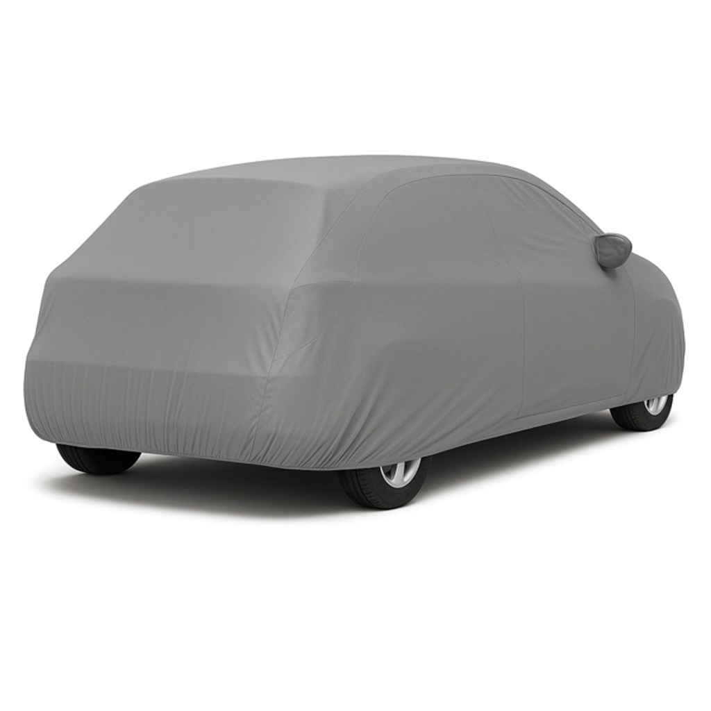 چادر کاور انتظار خودرو طوسی سایز XL مخصوص خودروهای شاسی‌بلند، نصب آسان، پوشش کامل بدنه و محافظت مؤثر در زمان توقف و انتظار.