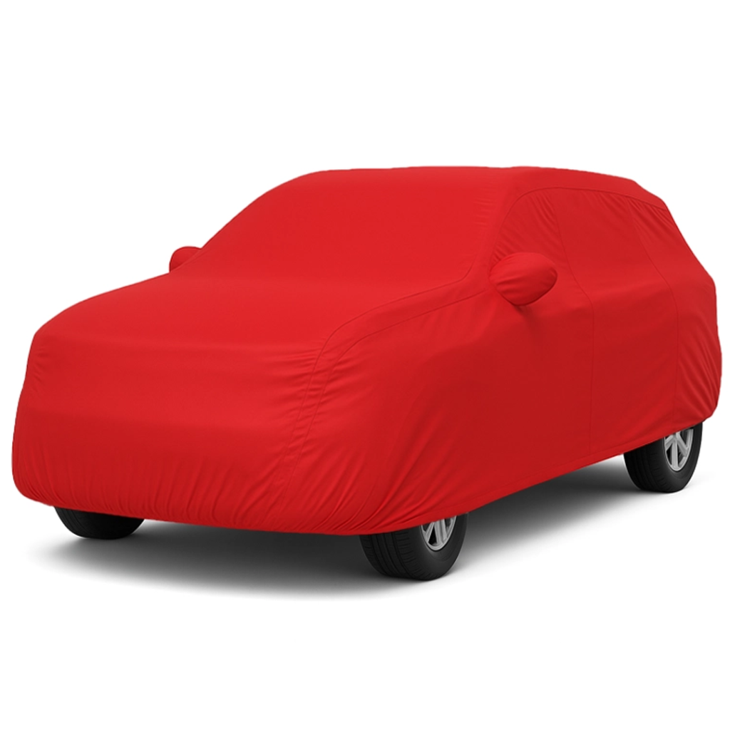 چادر کاور انتظار خودرو قرمز سایز XL مخصوص خودروهای شاسی‌بلند، نصب سریع، سبک و مناسب محافظت از بدنه خودرو در زمان توقف و پارک کوتاه‌مدت.