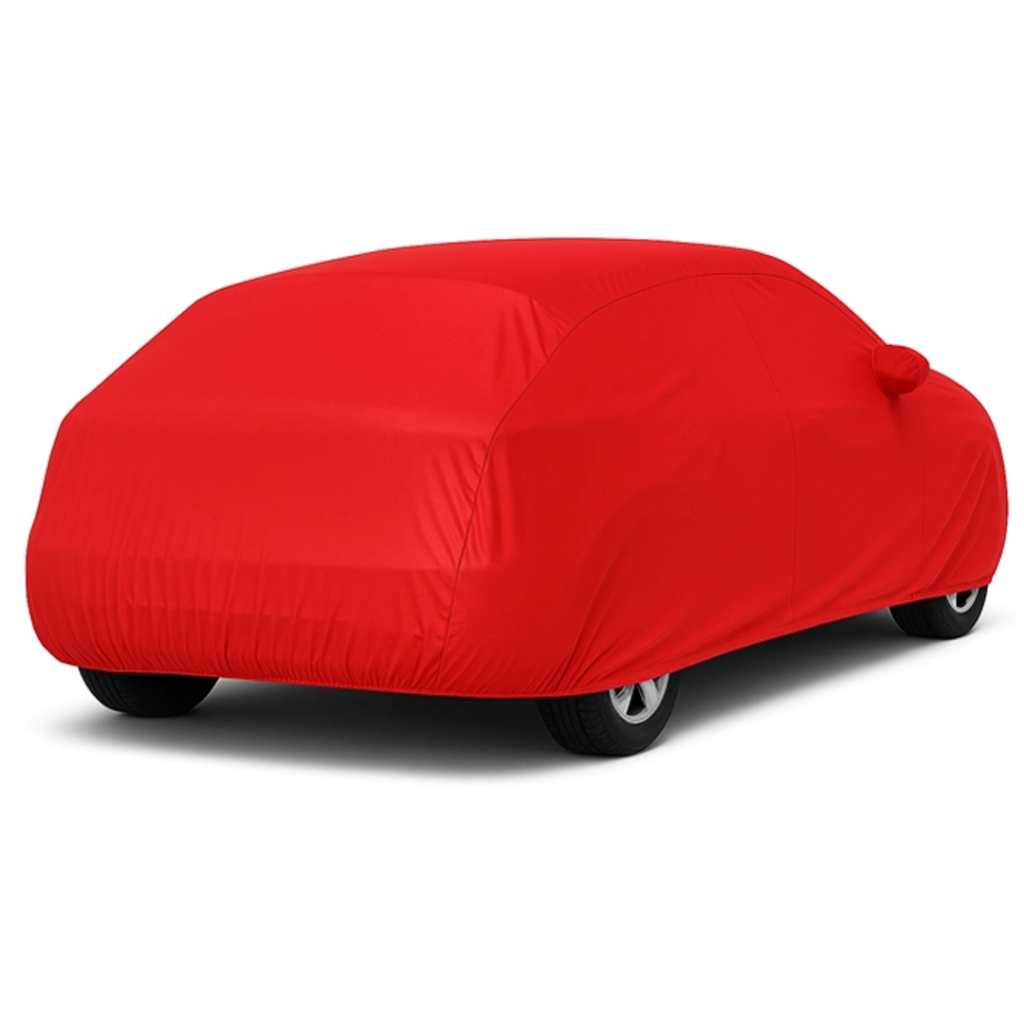 چادر کاور انتظار خودرو قرمز سایز Medium مخصوص خودروهای هاچ‌بک، سبک، نصب سریع و مناسب محافظت از بدنه خودرو در زمان توقف و پارک کوتاه‌مدت.