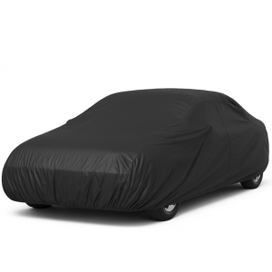 چادر کاور انتظار خودرو مشکی سایز L مخصوص خودروهای سواری، سبک، نصب سریع و مناسب محافظت از بدنه خودرو در زمان توقف و پارک موقت.