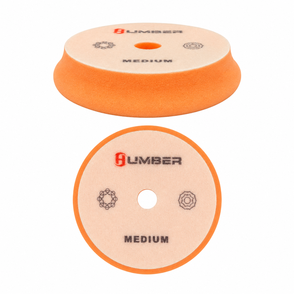 پد پولیش متوسط دوکاره نارنجی هامبر مدل Humber Dual Action Medium Orange Polishing Foam Pad 6 inch برای اصلاح رنگ، حذف خط و خش‌های سطحی و ایجاد سطحی صاف و براق مناسب است.